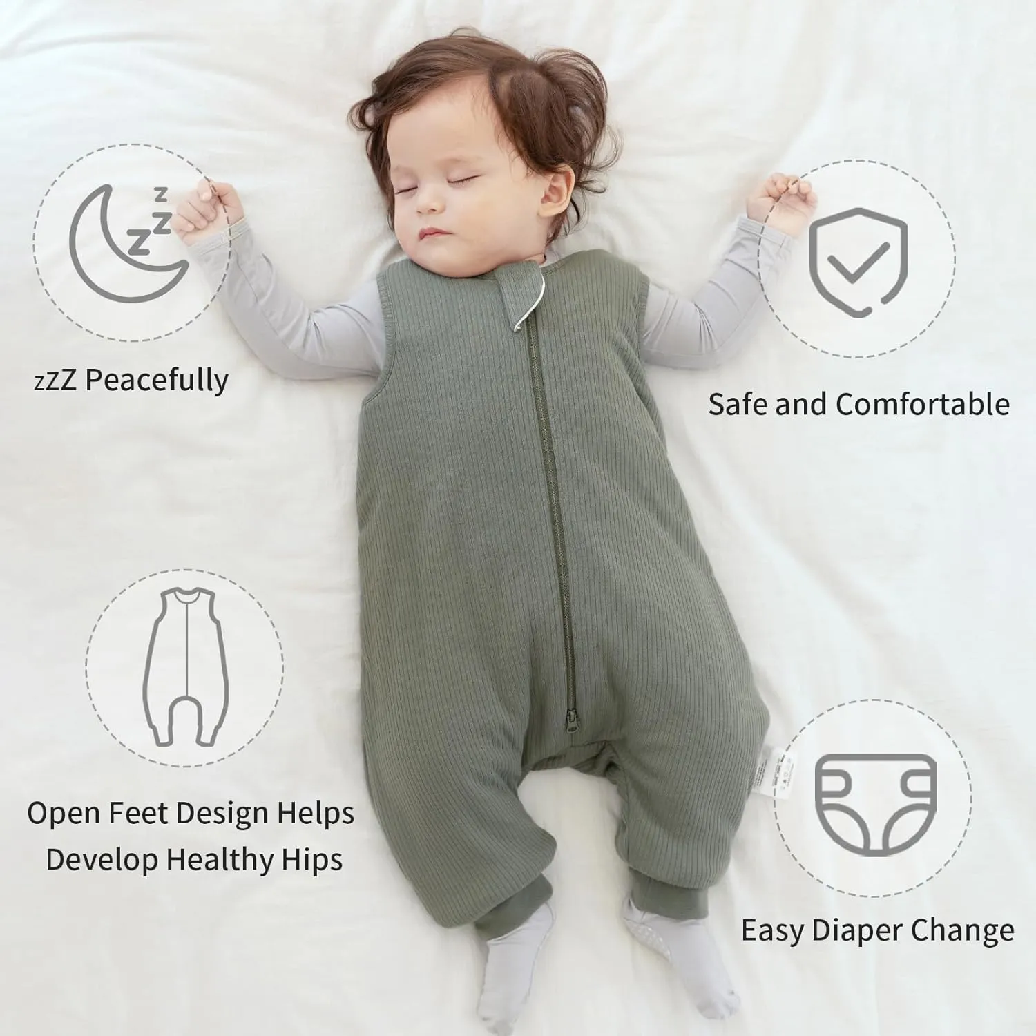 Rayon Made from Bamboo Toddler Sleep Sack with Feet 12-24 Months 1.0 Tog Breathable Sleep Sack 1t-2t Ultra Soft Baby Wearable Blanket with Legs Unisex Sleeping Bag with 2-Way Zipper
