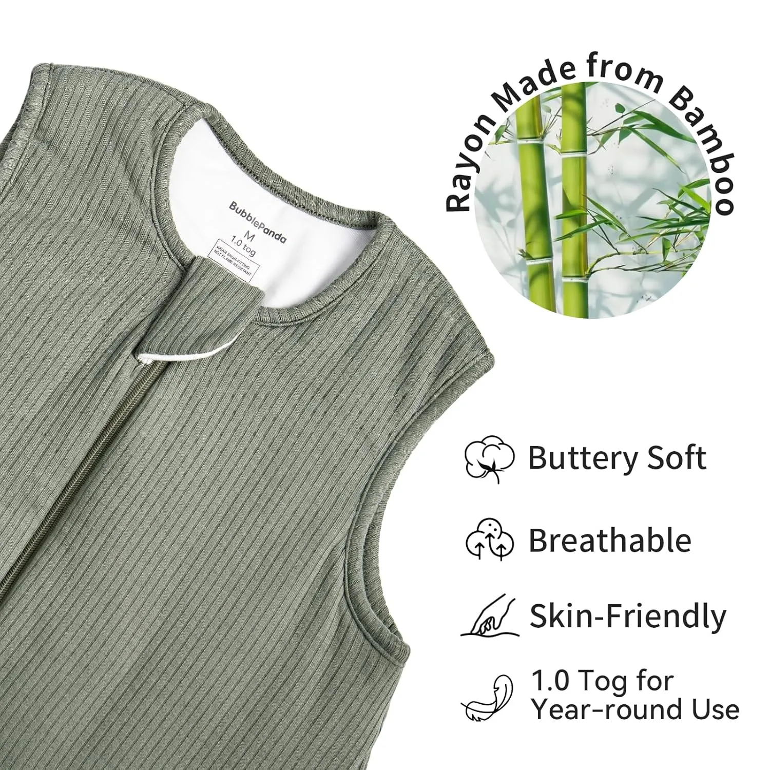 Rayon Made from Bamboo Toddler Sleep Sack with Feet 12-24 Months 1.0 Tog Breathable Sleep Sack 1t-2t Ultra Soft Baby Wearable Blanket with Legs Unisex Sleeping Bag with 2-Way Zipper