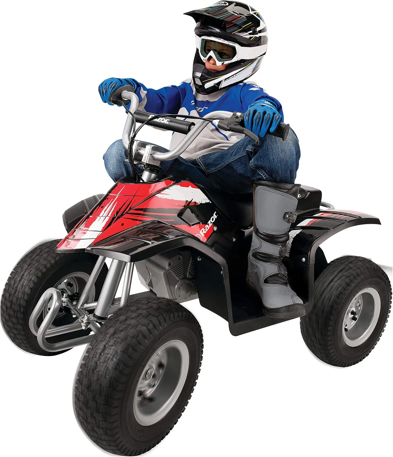 Razor Dirt Quad - 24V Electric 4-Wheeler ATV - Twist-Grip Variable-Speed Acceleration Control, Hand-Operated Disc Brake, 12" Knobby Air-Filled Tires