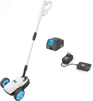 RB 9" Cordless Lawn Mower, 40V 2Ah Battery & Charger, Upright Storage, Brushless Motor 6000RPM, 3 Cutting Heights (1.2"-2"), One-Hand Steering, Detachable Handle, Safe Tilt 20°-70° for Small Yards