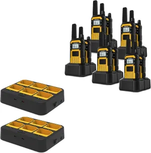 RB48 Heavy Duty Walkie Talkies(10 Pack) Bundle with Six-Way Walkie Talkie Charger(2 Pack), Waterproof Two Way Radio, Advanced Triple Proof, 2000 mAh, LED Indicators,AC/DC Adapter, Multiple Protection