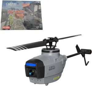 RC Helicopter wiht 1080 Camera, C127AI Scout Drone Model, 2.4G RC 4CH Single-Rotor Brushless Aircrafts Without Aileron (RTF Version/Grey)