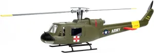 RC Helicopter with GPS for Adults, UH1-V4 Huey 470-Class 2.4G 6CH Dual Brushless Motor RC Military Helicopter (Right-Hand-Control)
