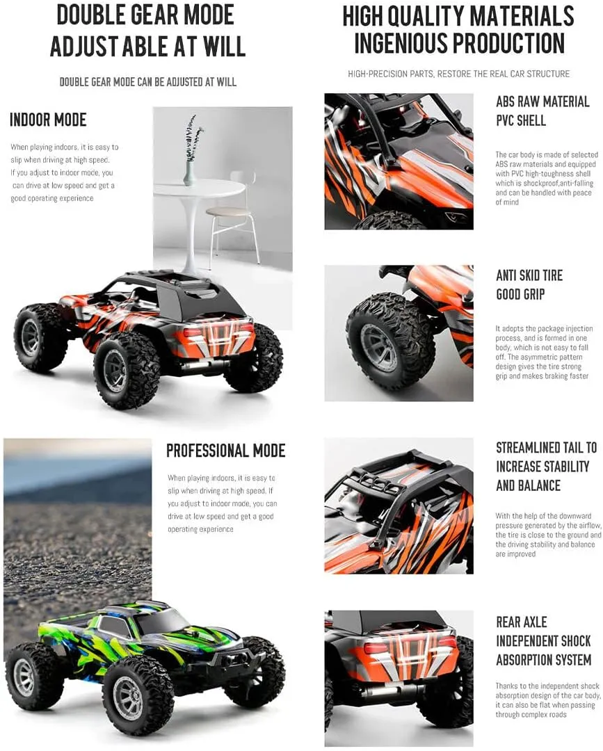 RC Off-Road Car Model, 1/32 2.4G 802 High Speed Drift Off-Road Vehicle Model, Mini All Terrain Racing Drift Car for Adults (RTR Version/Green)