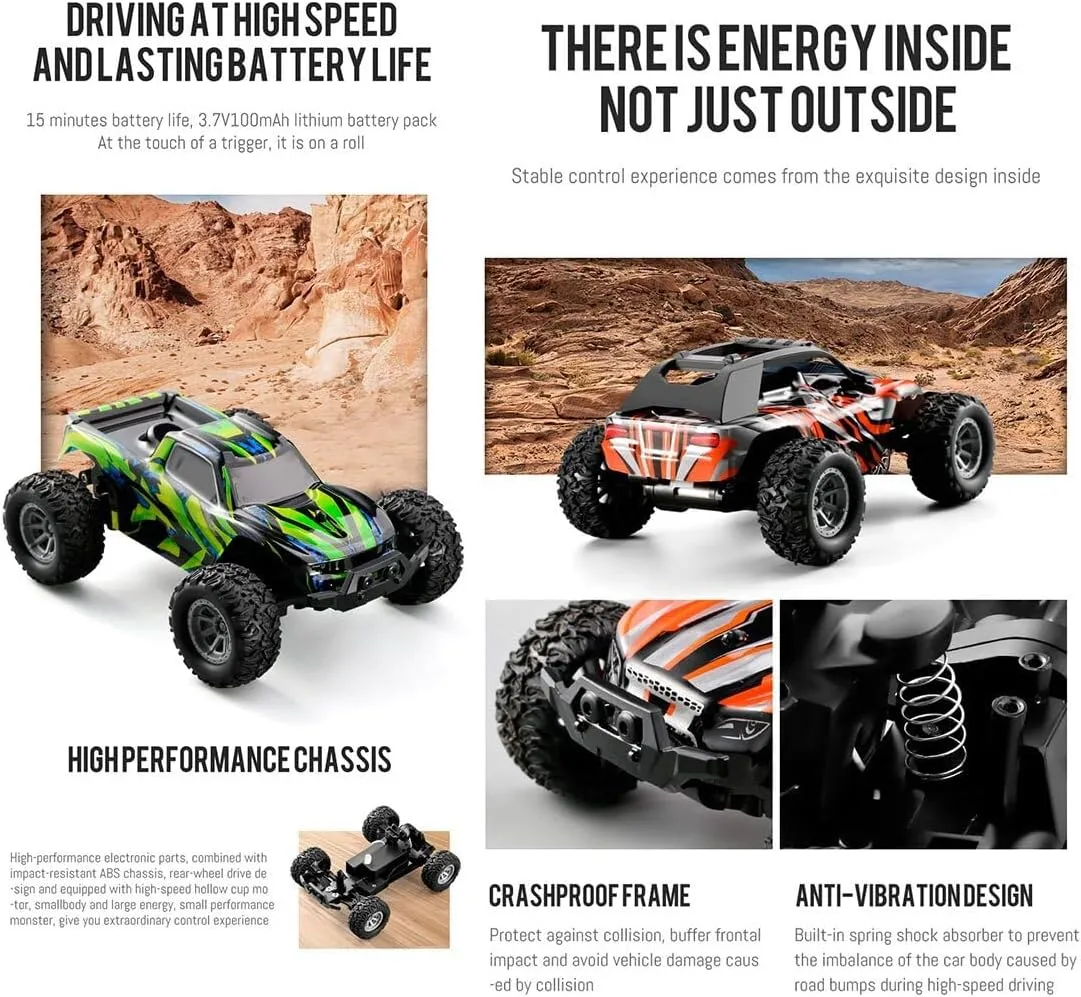 RC Off-Road Car Model, 1/32 2.4G 802 High Speed Drift Off-Road Vehicle Model, Mini All Terrain Racing Drift Car for Adults (RTR Version/Green)