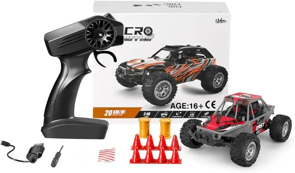 RC Off-Road Vehicle Model, 1/32 Scale 4WD Mini Electric 2.4G Remote Control High Speed Drift Off-Road, Mini Racing Drift Car for Adults