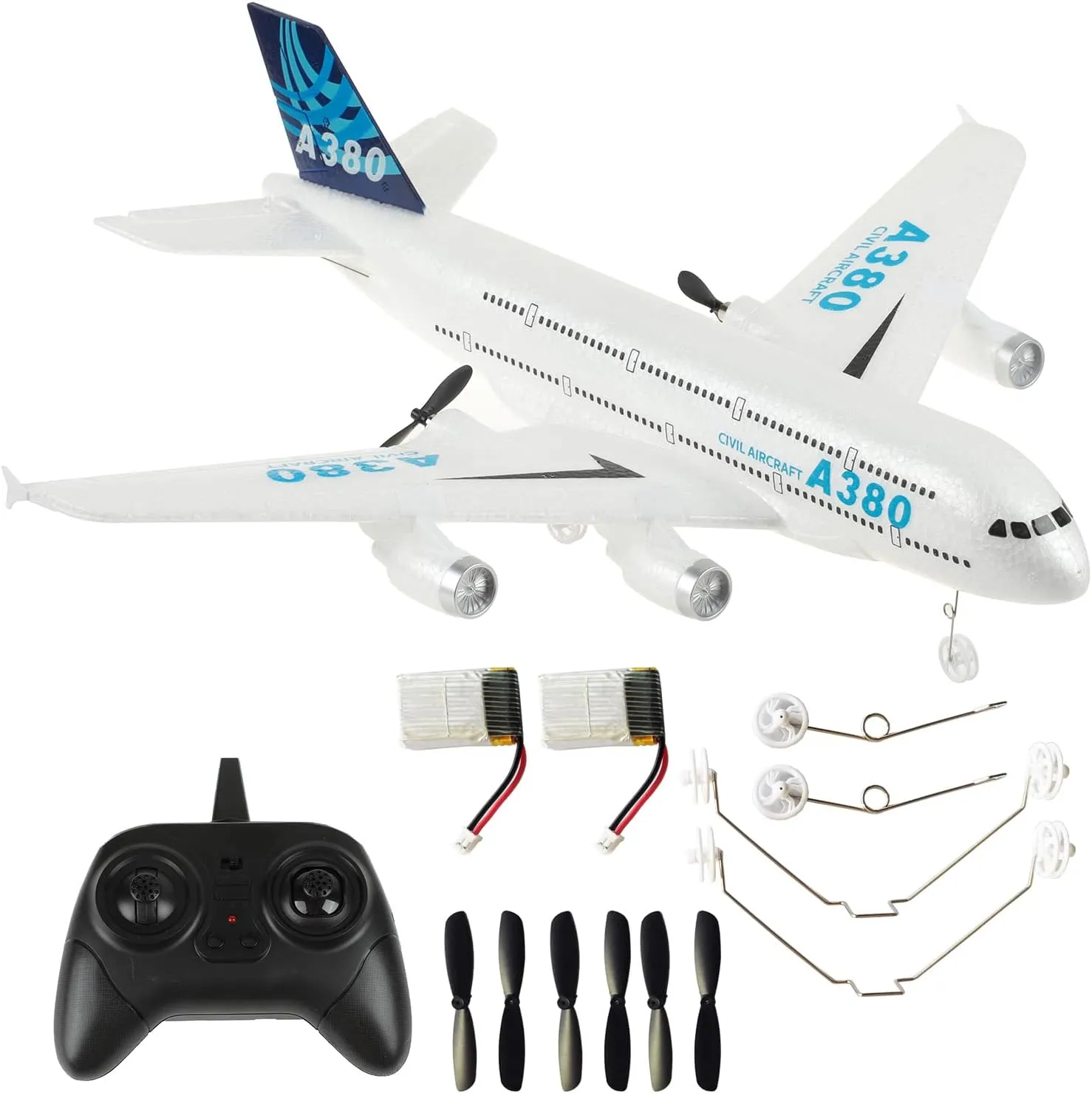 RC Plane Remote Control Airplane 2.4Ghz DIY 3 Channels Remote Control Airplane Built in 6-Axis Gyro, A380 RC Aircraft for Kids EPP Foam Glider for Advance