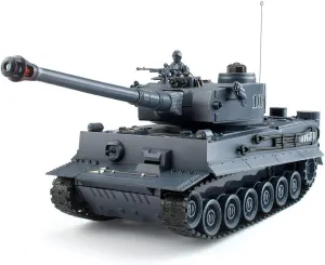 Rc Tanks,1:28 WW2 German Tiger Army Tank Toys for Boys,9 Channels Remote Control Vehicles with Sound and Light,RC Military Toys for Kids Boys Girls(Gray)