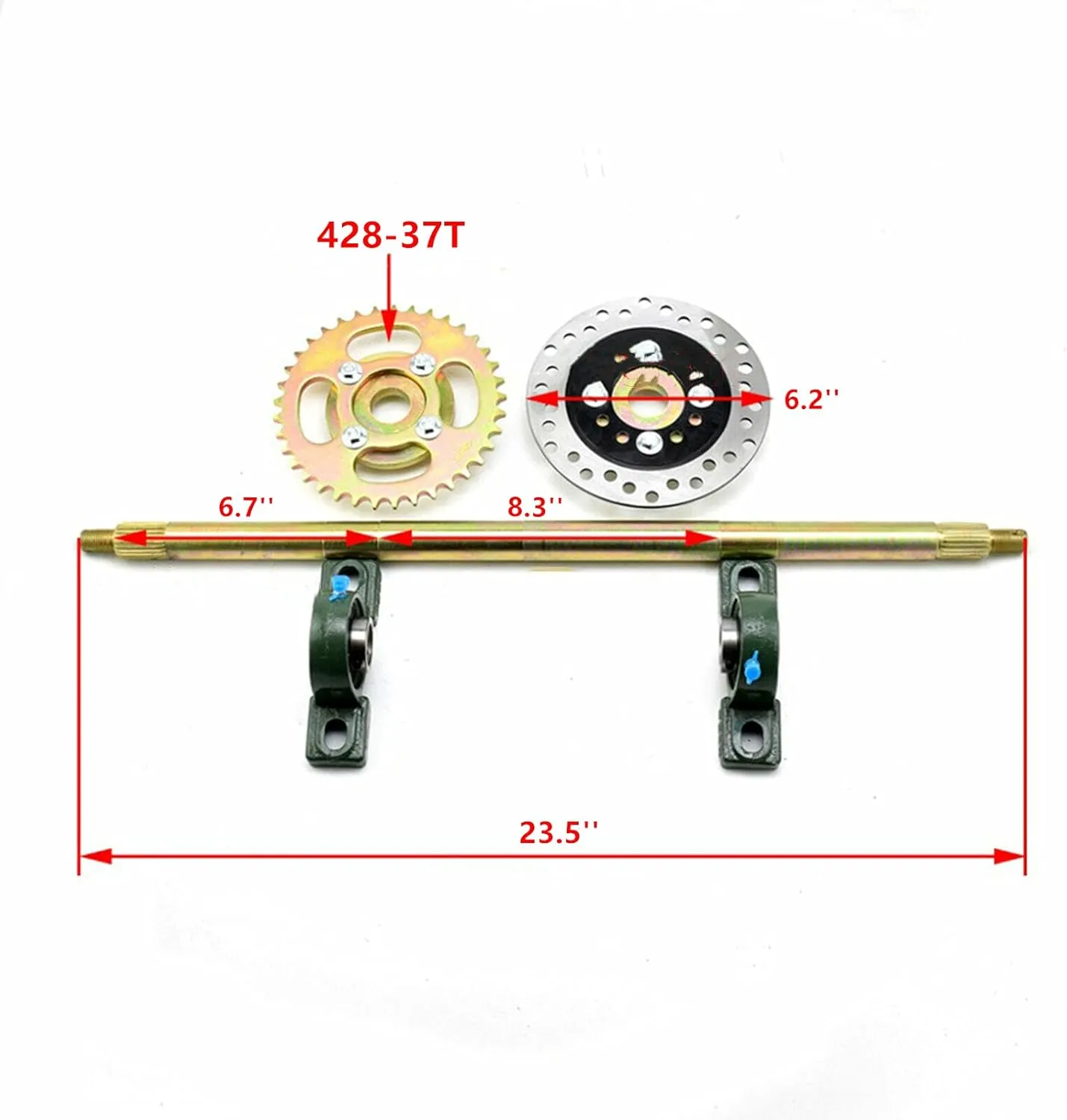 Rear Axle Track Assembly Go Kart Buggy Quad Rear Wheel Axle Shaft Assembly Complete Karting UTV ATV Snow Sand Snowmobile Rear Axle Track Assembly Kit (23.5'' Rear Axle Length)