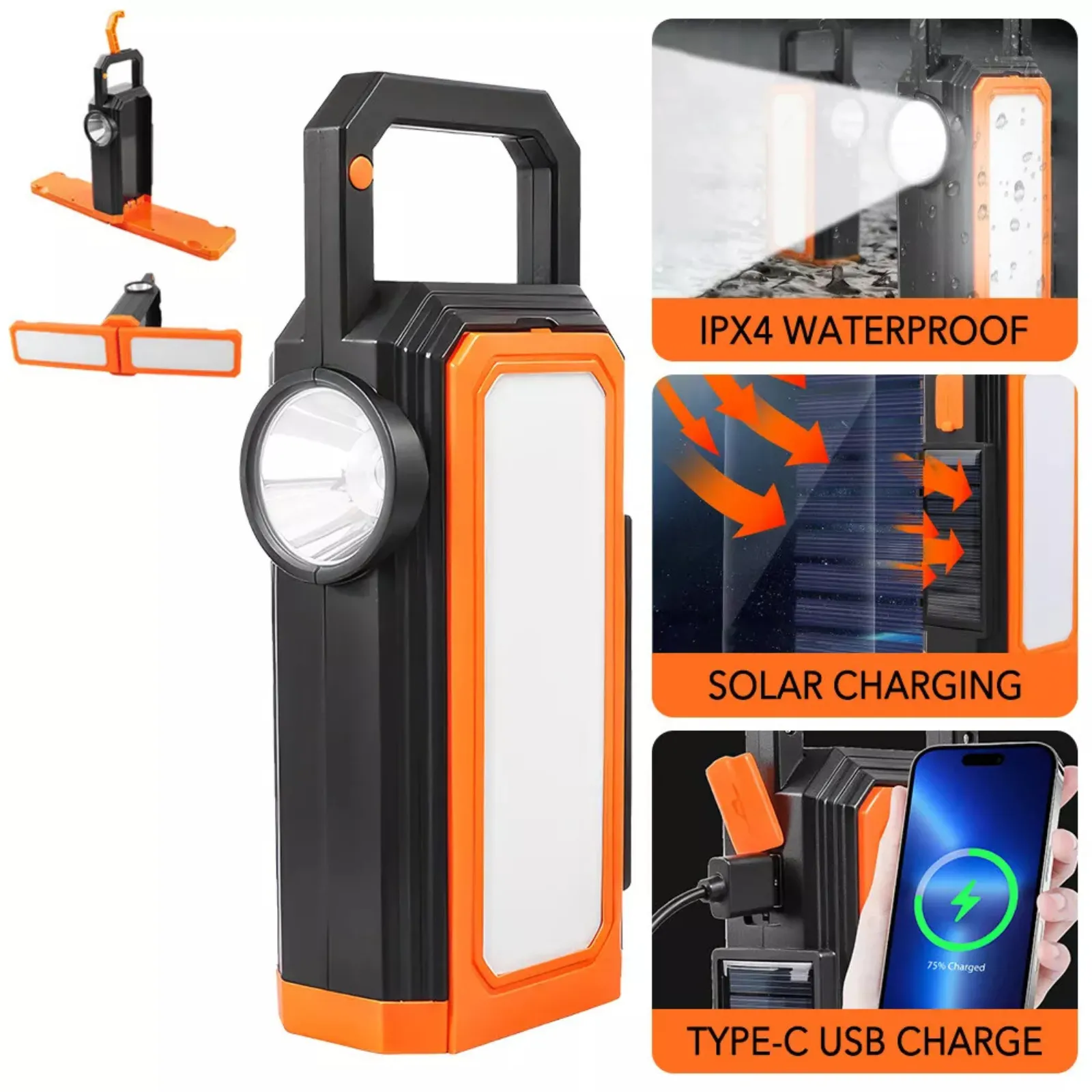 Rechargeable Torch Camping Car Portable Solar Work Light Usb Repair Flood lights