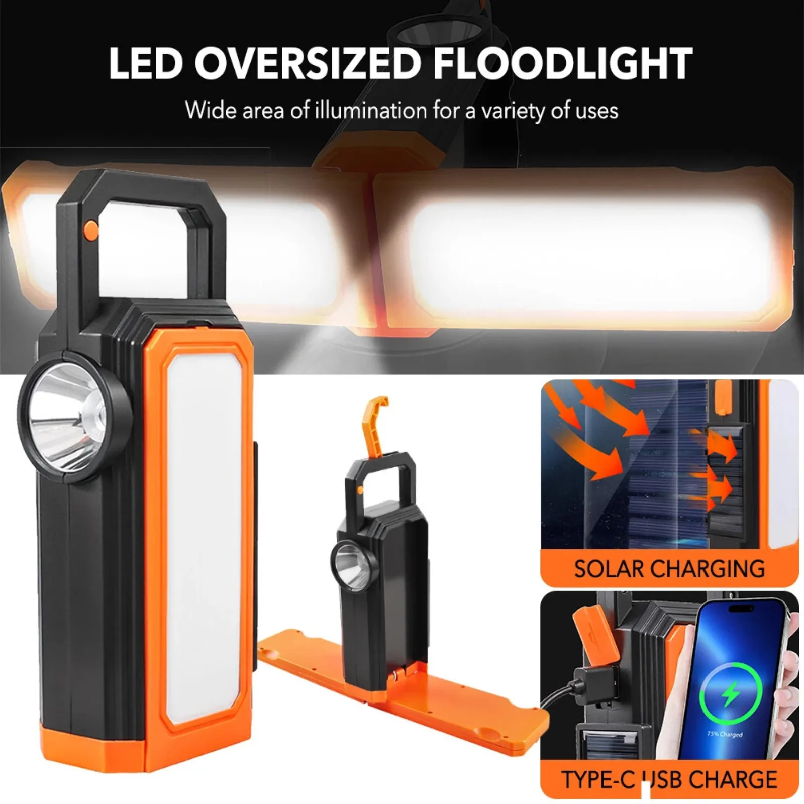 Rechargeable Torch Camping Car Portable Solar Work Light Usb Repair Flood lights