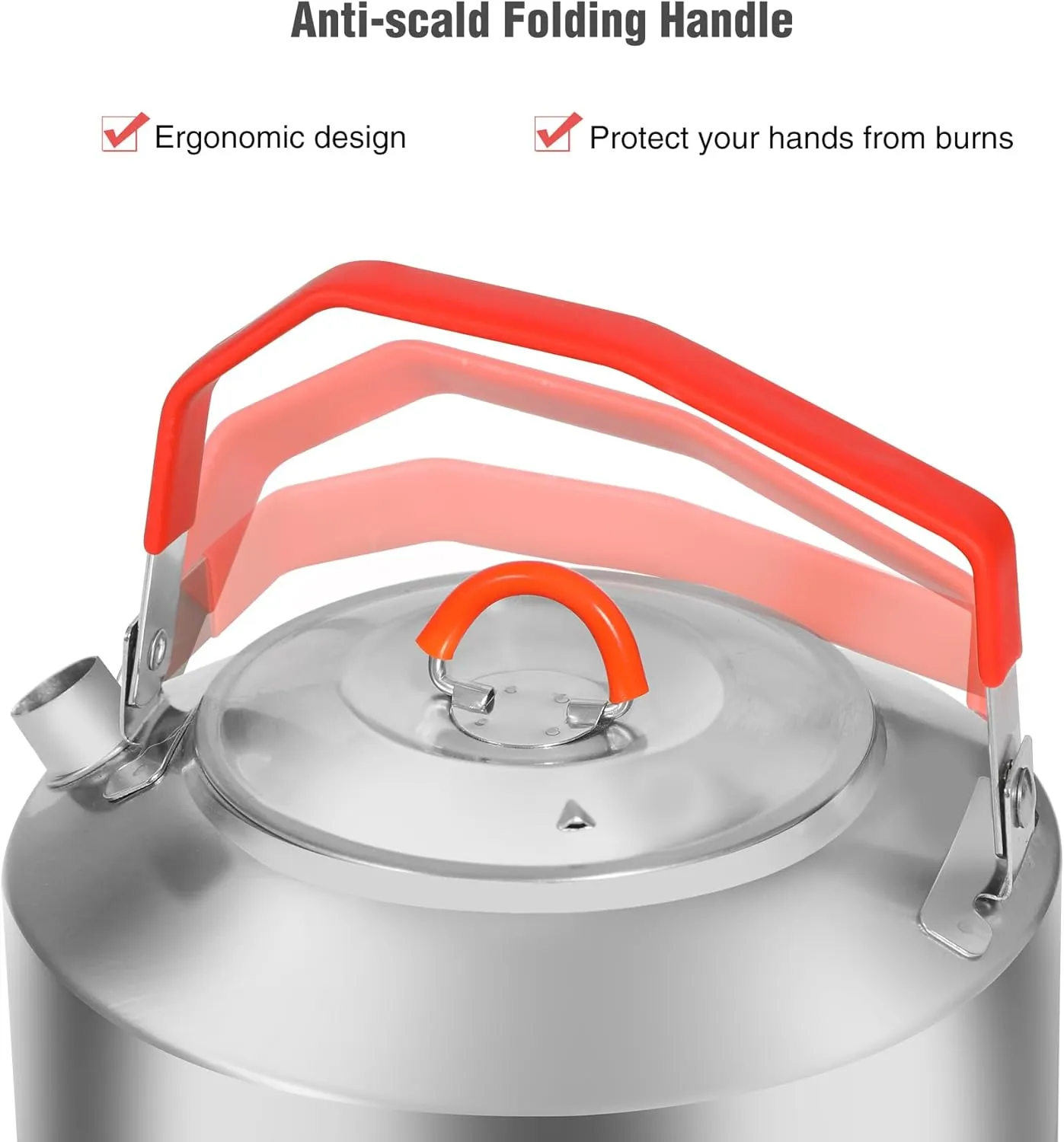 REDCAMP 0.9L Outdoor Camping Kettle, Lightweight Stainless Steel Water Pot with Carrying Bag, Portable Camp Tea Kettle Coffee Pot for Hiking Picnic Camping