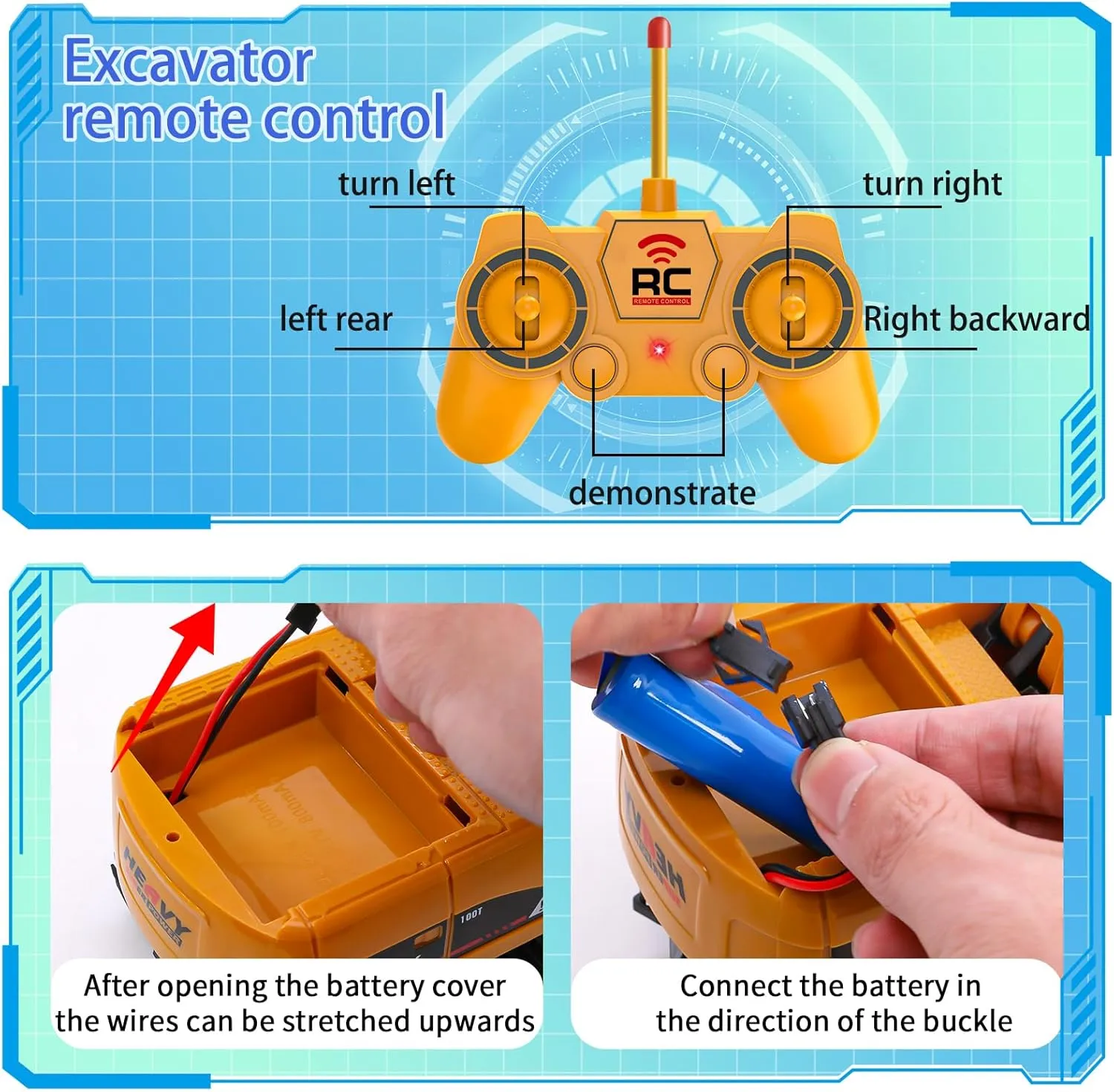 Remote Control Excavator Toys - Excavator Construction Toys for 6 7 8 Years Old Boys, Simulation Mini Excavator, Children's Educational Toys, Christmas and Birthday Gifts for Boys and Girls