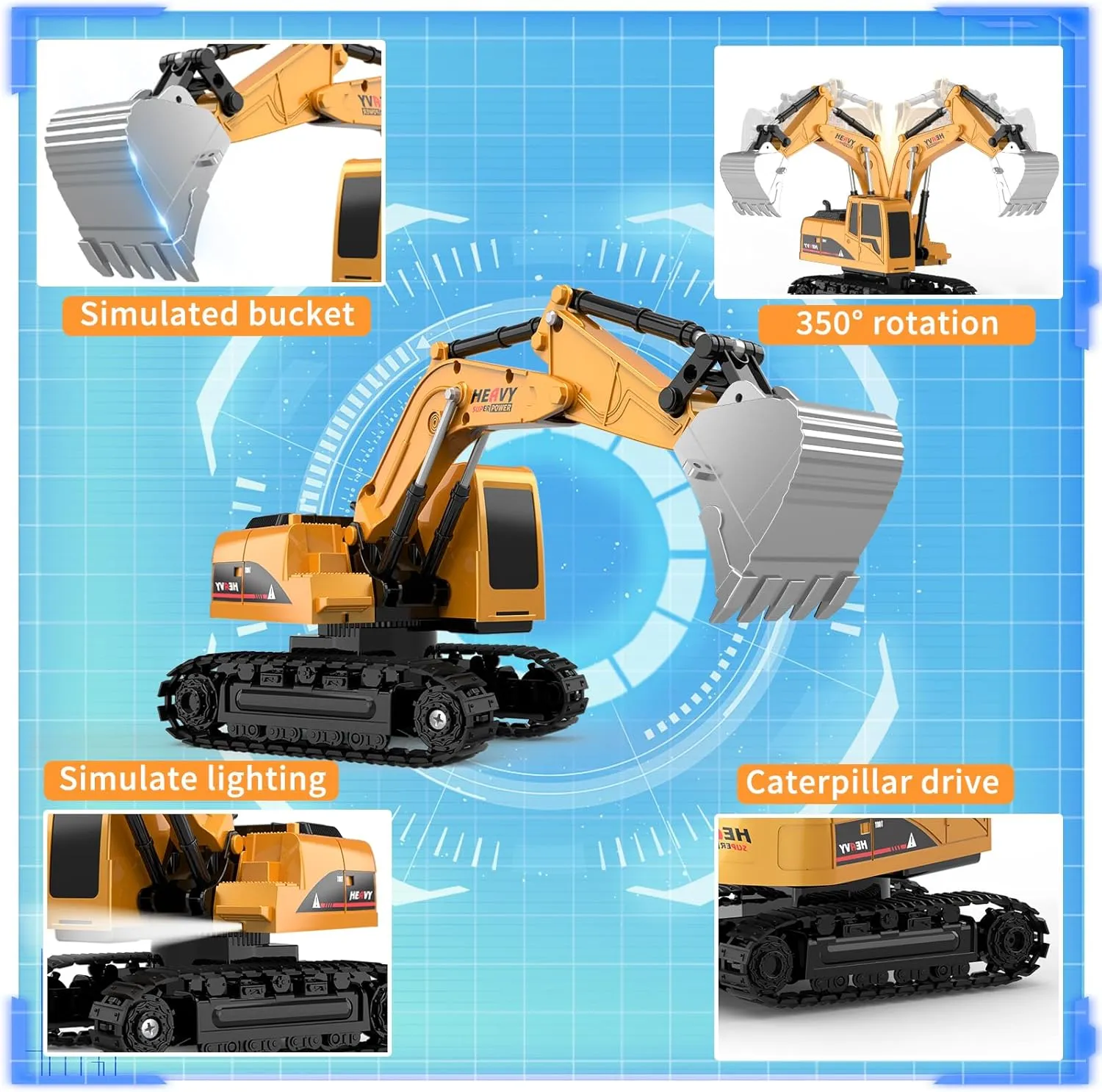 Remote Control Excavator Toys - Excavator Construction Toys for 6 7 8 Years Old Boys, Simulation Mini Excavator, Children's Educational Toys, Christmas and Birthday Gifts for Boys and Girls