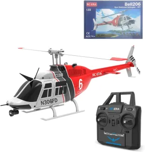 Remote Control Helicopter Altitude Hold RC Helicopter, RC ERA C138 1/30 Scale 206 Airplane 2.4G 6CH Military Aircraft Model Helicopter (with Two Battery)
