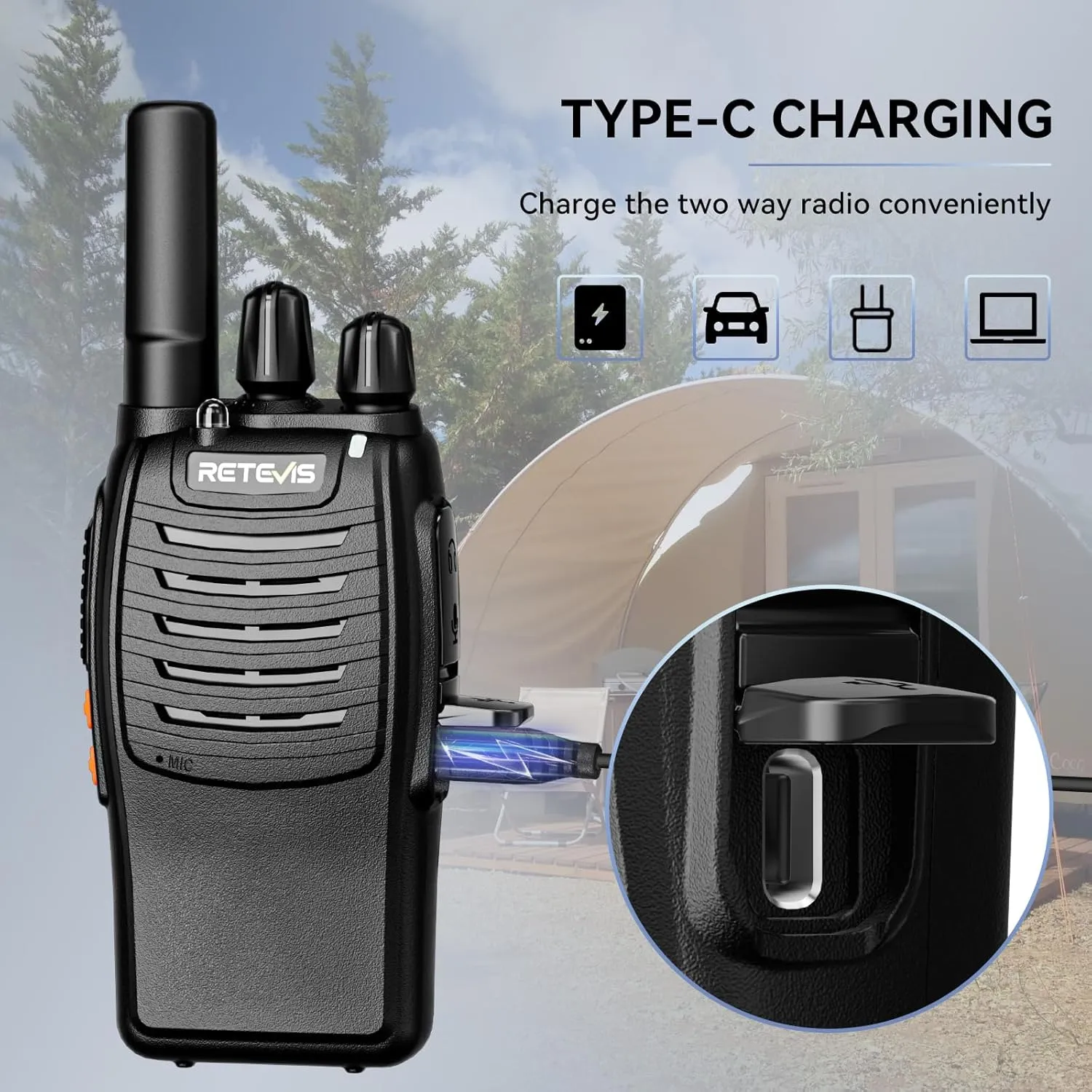 Retevis H-777 Walkie Talkies for Adults Long Range Hand Free Handheld Rechargeable Two Way Radio Business 2 Way Radios with Charger (6 Pack)