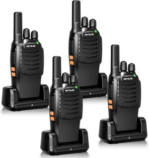 Retevis H-777 Walkie Talkies for Adults Long Range Hand Free Handheld Rechargeable Two Way Radio Business 2 Way Radios with Charger (6 Pack)