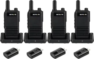 Retevis RB47 Waterproof Walkie Talkies for Adults,Rugged Two Way Radio,Hands Free,SOS Alarm,Rechargeable 2 Way Radio for Camping Hiking(4 Pack)
