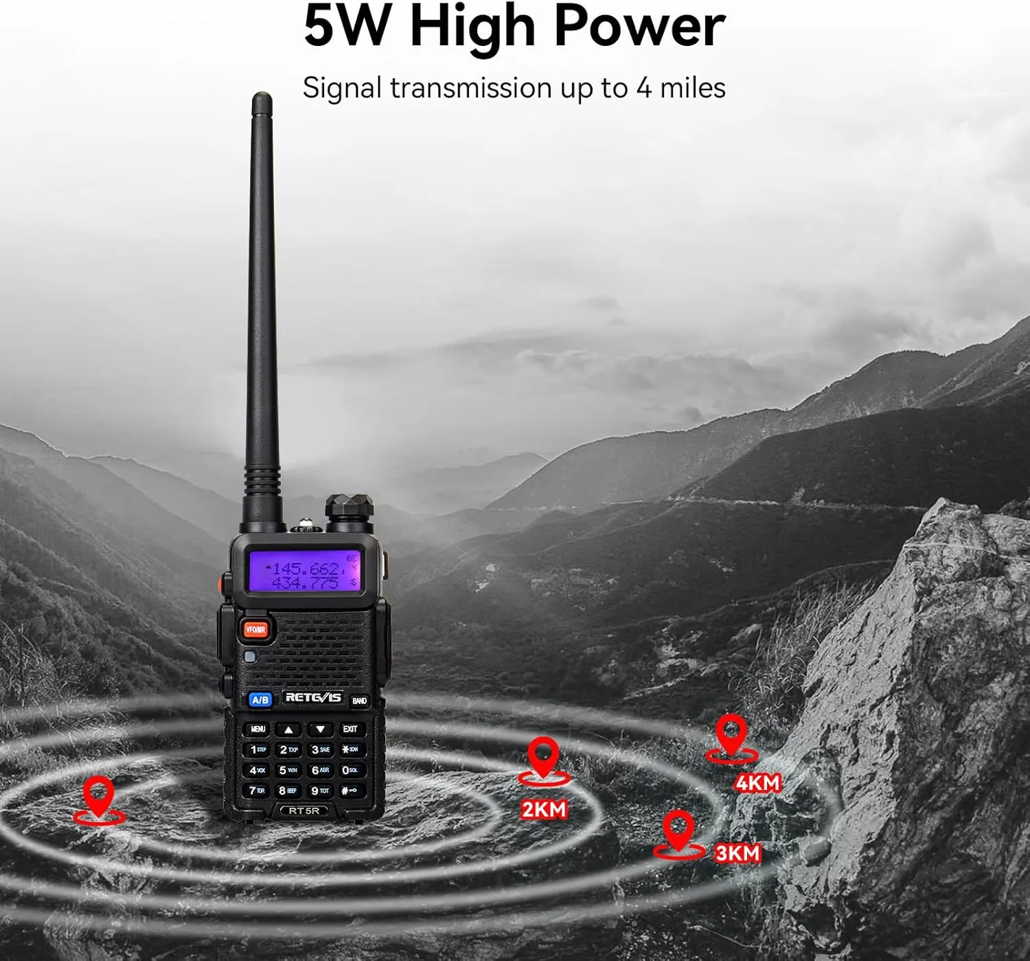 Retevis RT-5R 2 Way Radio Long Range, Walkie Talkies with Shoulder Mic, Dual Band, 128CH, High Power, Handheld Two Way Radios, 1400mAh Rechargeable Ham Radio for Hunt, Hiking, Sking (2 Pack)