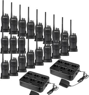 Retevis RT21 Walkie Talkies(20 Pack) Bundle with Six-Way Charger(2 Pack),Two Way Radio Long Range Rechargeable,Rugged 2 Way Radios,Stable Strong Signal,for Business Education Manufacturing