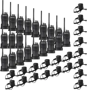 Retevis RT21 Walkie Talkies(20 Pack) Bundle with Speaker Mic(20 Pack),Two Way Radio Long Range Rechargeable,Rugged 2 Way Radios,Stable Strong Signal,for Business Education Manufacturing