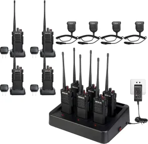 Retevis RT29 2 Way Radio Long Range, Rugged Walkie Talkies with Waterproof Speaker Mic(4 Pack) Bundle with Retevis RT29 Two Way Radios(6 Pack) Include Multi Unit Charging Station