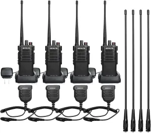 Retevis RT29 2 Way Radio(4 Pack) Bundle with Antenna(4 Pack),High Power Heavy Duty Two Way Radio Long Range,Rugged Walkie Talkies with Waterproof Speaker Mic 3200mAh Battery