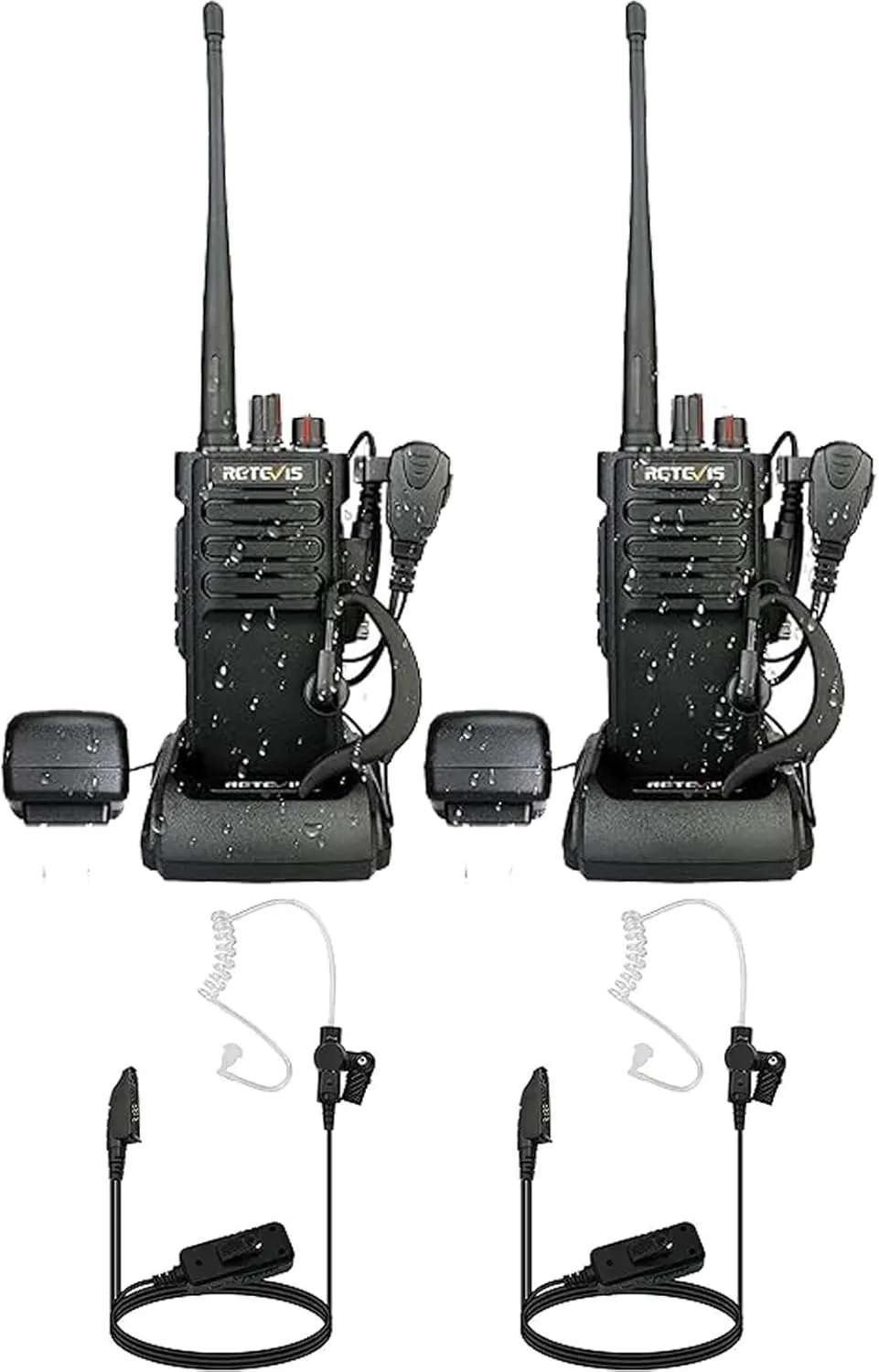 Retevis RT29 Walkie Talkies(2 Pack) with AI Active Noise Reduction Walkie Talkie Earpiece(2 Pack), 3200mAh, Heavy Duty Walkie Talkie with Earpiece, IP67, Emergency Alarm, Two Way Radios Long Range