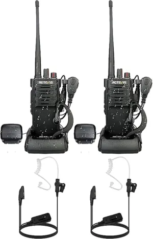 Retevis RT29 Walkie Talkies(2 Pack) with AI Active Noise Reduction Walkie Talkie Earpiece(2 Pack), 3200mAh, Heavy Duty Walkie Talkie with Earpiece, IP67, Emergency Alarm, Two Way Radios Long Range
