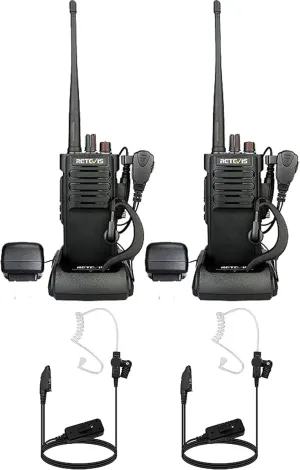 Retevis RT29 Walkie Talkies(2 Pack) with AI Active Noise Reduction Walkie Talkie Earpiece(2 Pack), 700,000 sq. ft/50 Floor Range, Dust Protected and Splashproof, Heavy Duty Two Way Radio