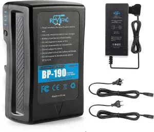 REYTRIC 190Wh(13400mAh) V Mount/V-Lock Battery Compatible Video Camera Camcorder Broadcast LED Light with D-Tap Charger