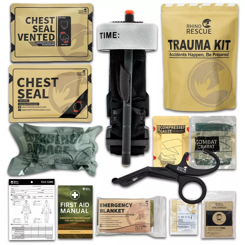 Rhino Rescue Emergency Trauma Kit Military Combat Tactical IFAK For First Aid Response Supplies