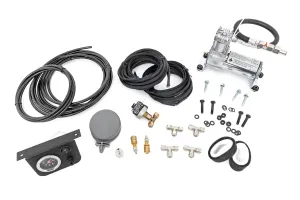 Rough Country Onboard Air Bag Compressor w/Gauge | Air Spring Compressor - 10100 Silver