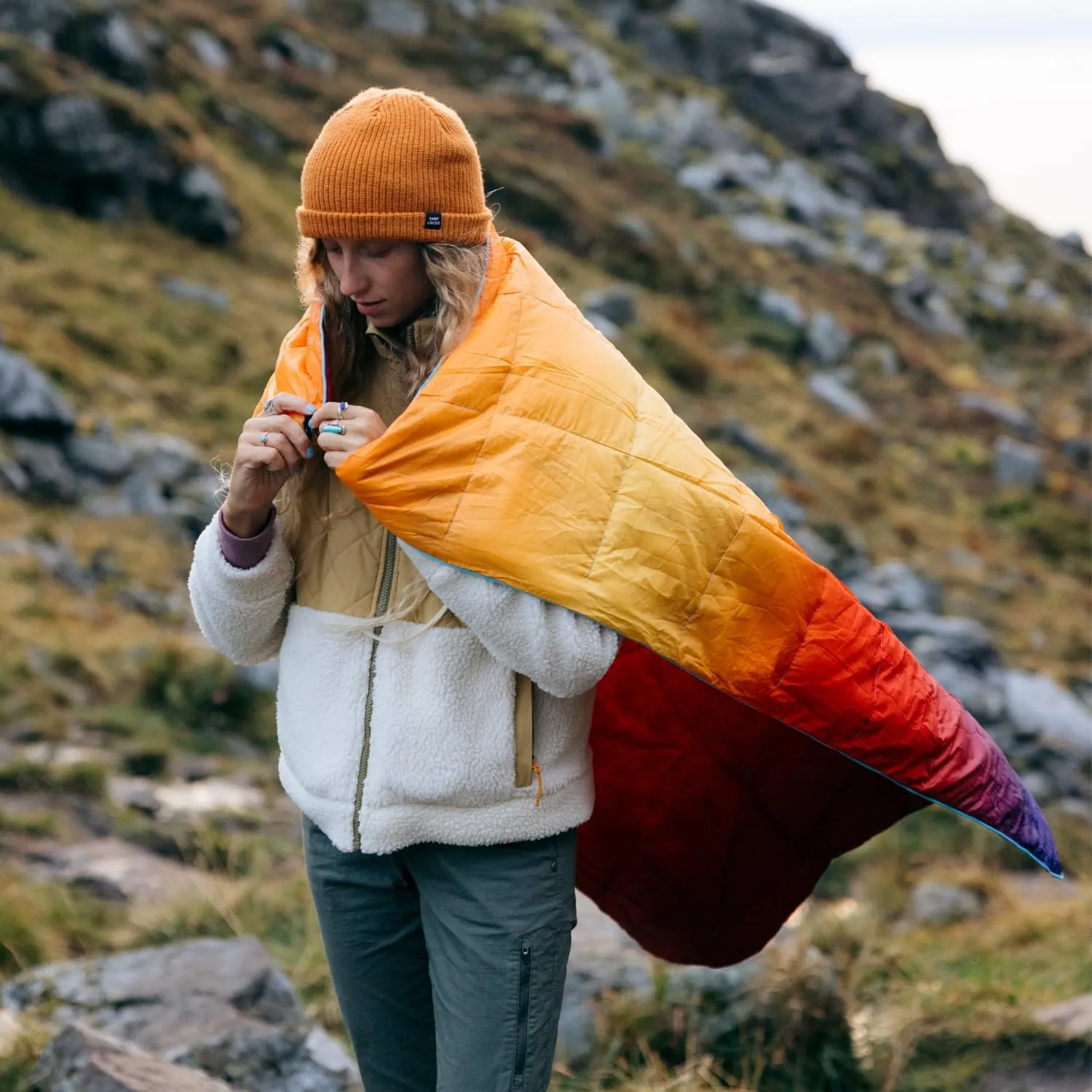 Rumpl The NanoLoft Puffy Blanket | Indoor Outdoor Camping Blanket for Traveling, Picnics, Beach Trips, Concerts | 38" x 52" | Crimson, Travel