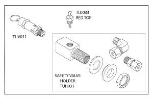 Safety Valve Holder Kit (37 PSI) for Tuttnauer - Red Top TUK053