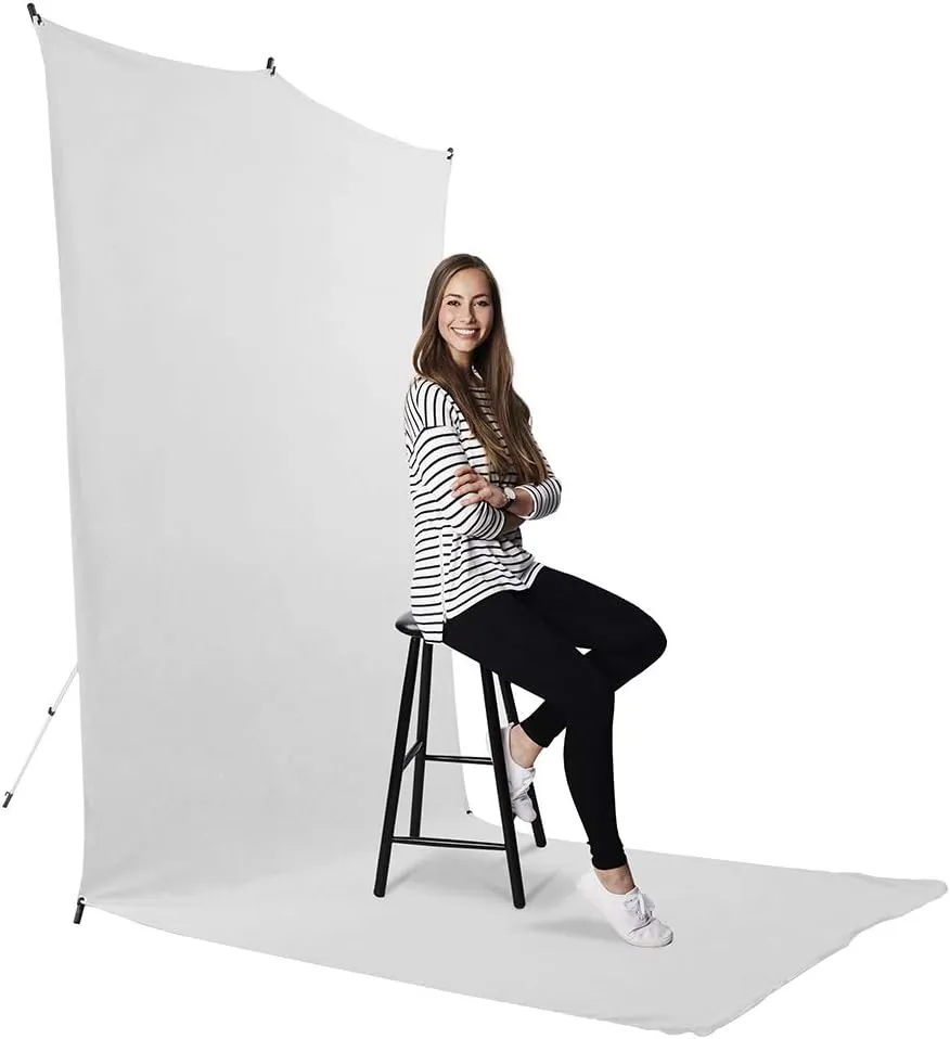 Savage Travel Backdrop Kit, White Floor Extended Backdrop, Size 1.52m x 3.66m, Photo Backdrop with Aluminum Stand, Carry Bag with Shoulder Strap