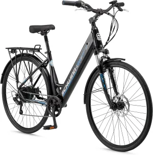Schwinn Kettle Valley Electric Bike for Adults, 18.5-Inch Lightweight Aluminum eBike Frame, 375Wh Battery, 7 Speed, 700c Wheels, Gloss Black