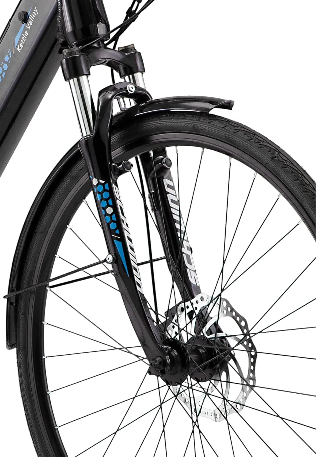Schwinn Kettle Valley Electric Bike for Adults, 18.5-Inch Lightweight Aluminum eBike Frame, 375Wh Battery, 7 Speed, 700c Wheels, Gloss Black