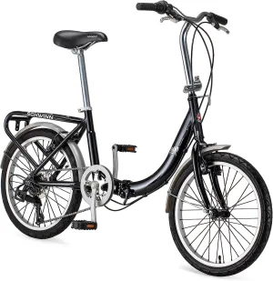 Schwinn Loop Adult Folding Bike, Men and Women, 20-inch Wheels, 7-Speed Drivetrain, Rear Cargo Rack, Carrying Bag Included for Storage