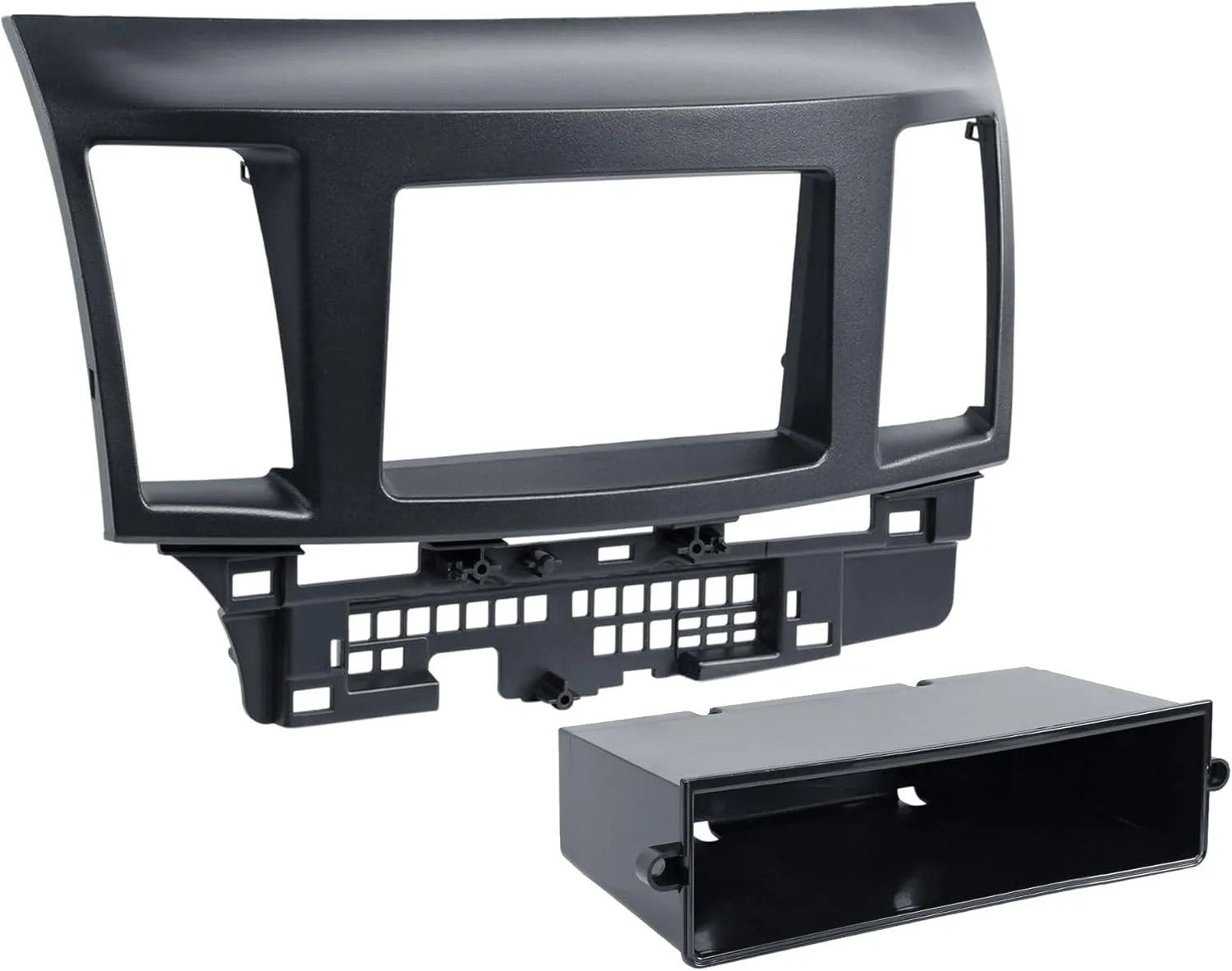 Scosche MI3019B Double DIN or Single DIN with Pocket Radio Installation Dash Kit Compatible with Select 2007-13 Mitsubishi Vehicles - Aftermarket Car Stereo Install Radio Bracket - See Fit Guide Image