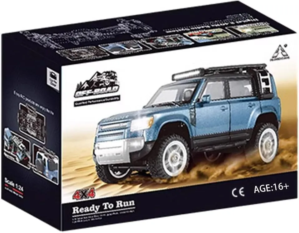 SG-2402 RC Car, 1/24 4WD Off Road All Terrain Remote Control Car with Led Light, 2.4Ghz Climbing 4x4 RC Rock Crawler, Hobby Grade Toys for Adults - Blue