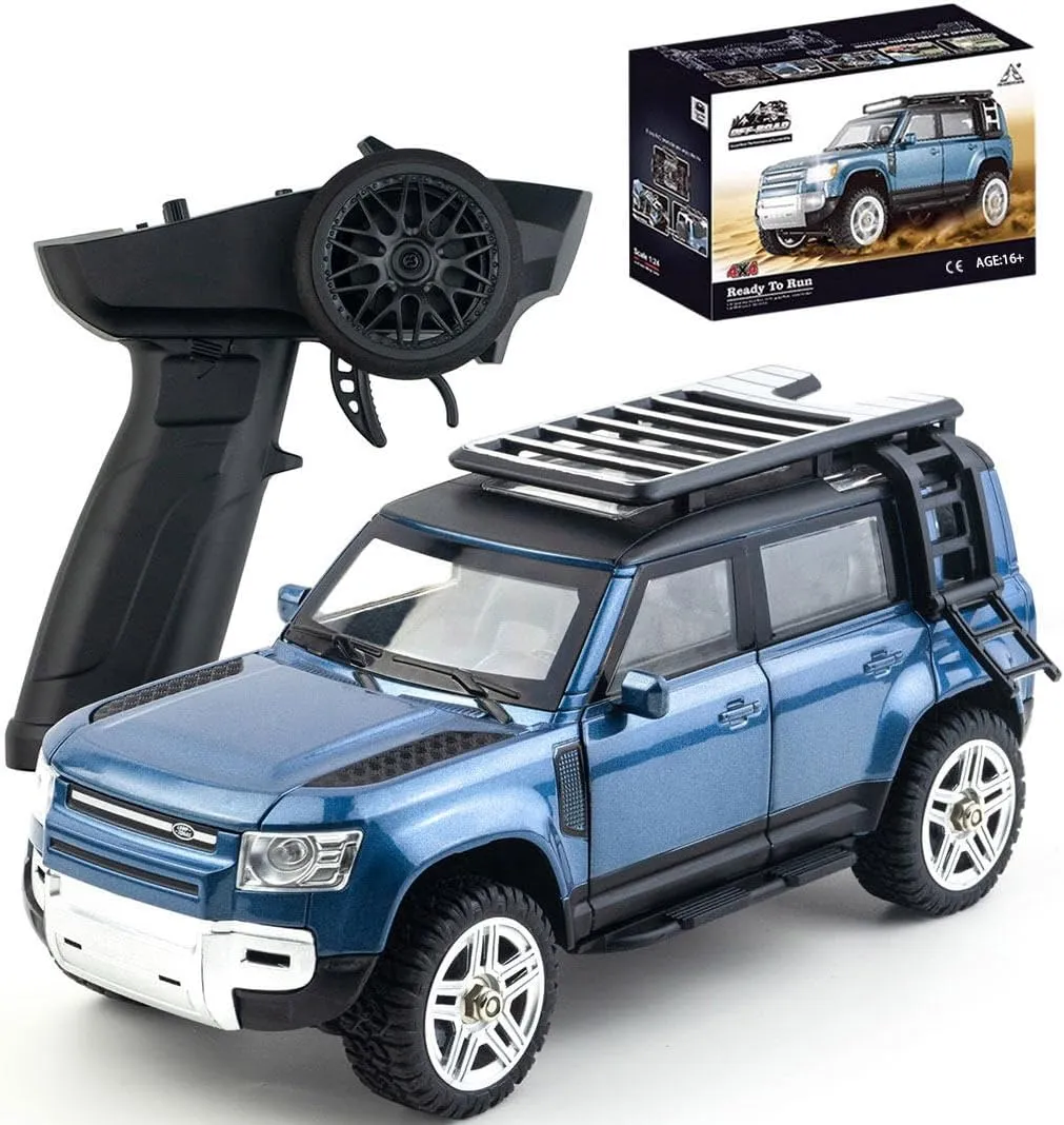 SG-2402 RC Car, 1/24 4WD Off Road All Terrain Remote Control Car with Led Light, 2.4Ghz Climbing 4x4 RC Rock Crawler, Hobby Grade Toys for Adults - Blue