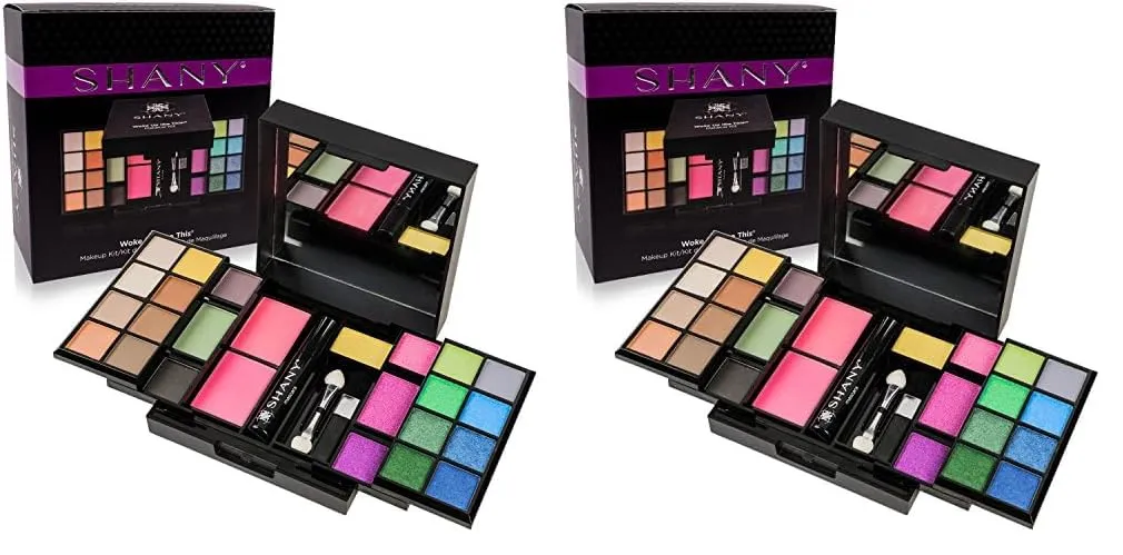 SHANY 'Woke Up Like This' Makeup Kit - Eye Shadows, Blushes, Mascara, and Applicators (Pack of 2)
