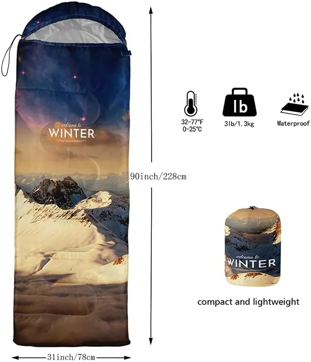 Sleeping Bag for Adults Kids,Green Mountain Camp Van-Lightweight Warm Portable Outdoor Indoor-Waterproof Cold Weather Resistant Sleeping Bag for Camping Hiking