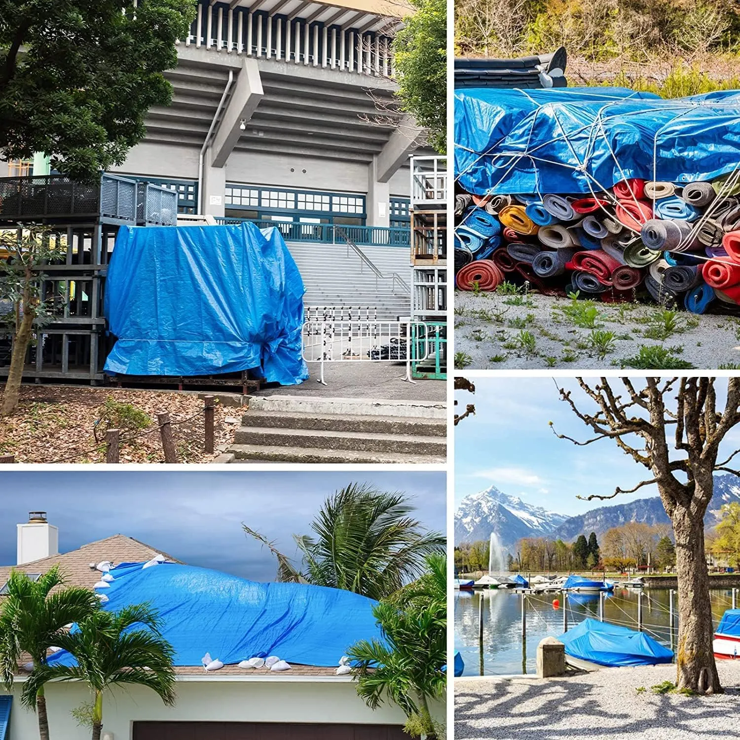 Small Tarp, Tarps Heavy Duty Waterproof 5x7, Waterproof Plastic Poly 16 Mil Thick Tarpaulin with Metal Grommets Every 19.5 Inches - Emergency Rain Shelter, Outdoor Cover, and Camping Use