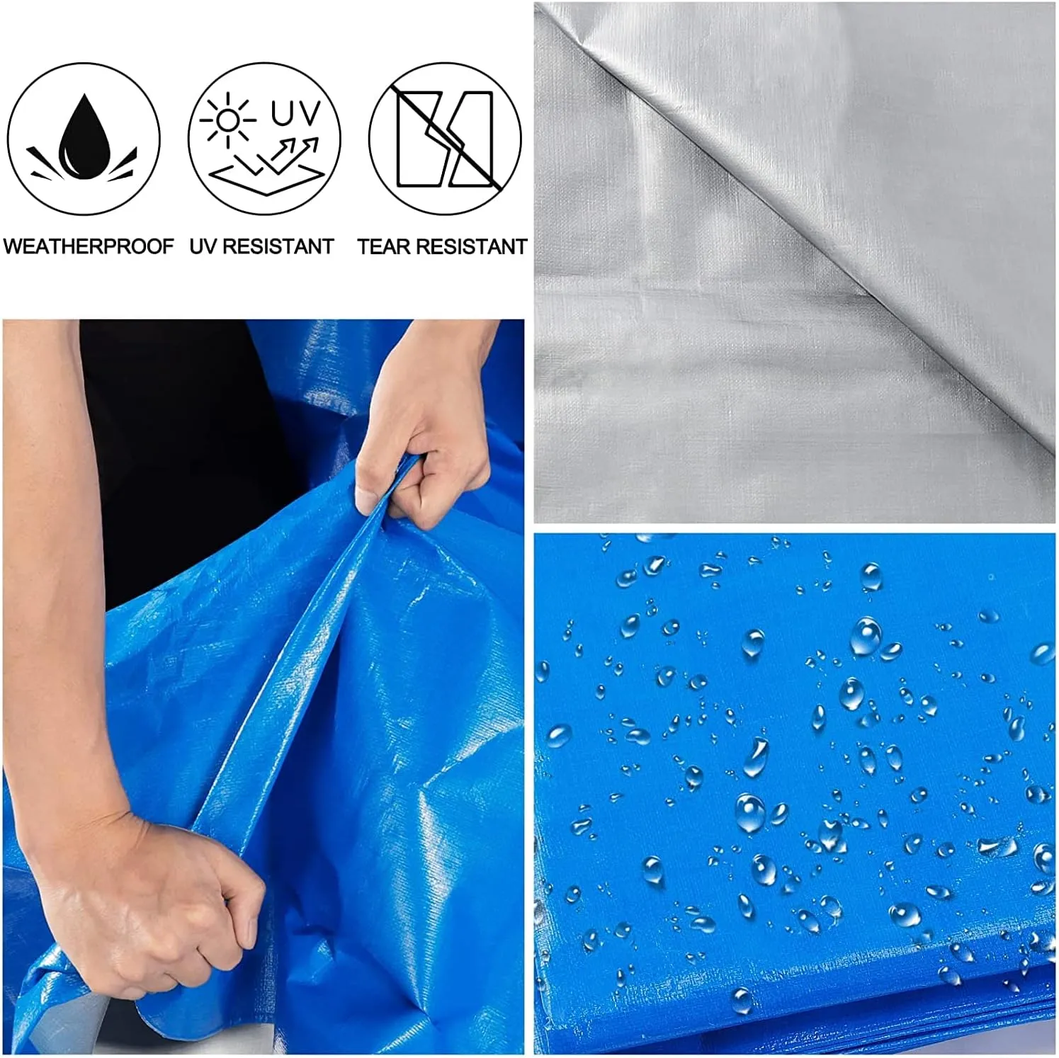 Small Tarp, Tarps Heavy Duty Waterproof 5x7, Waterproof Plastic Poly 16 Mil Thick Tarpaulin with Metal Grommets Every 19.5 Inches - Emergency Rain Shelter, Outdoor Cover, and Camping Use