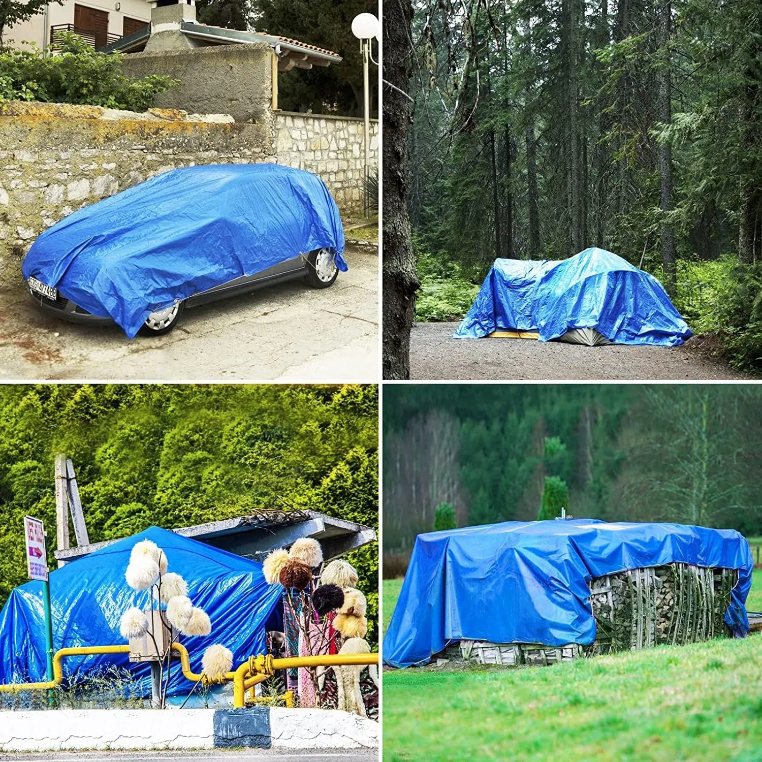 Small Tarp, Tarps Heavy Duty Waterproof 5x7, Waterproof Plastic Poly 16 Mil Thick Tarpaulin with Metal Grommets Every 19.5 Inches - Emergency Rain Shelter, Outdoor Cover, and Camping Use