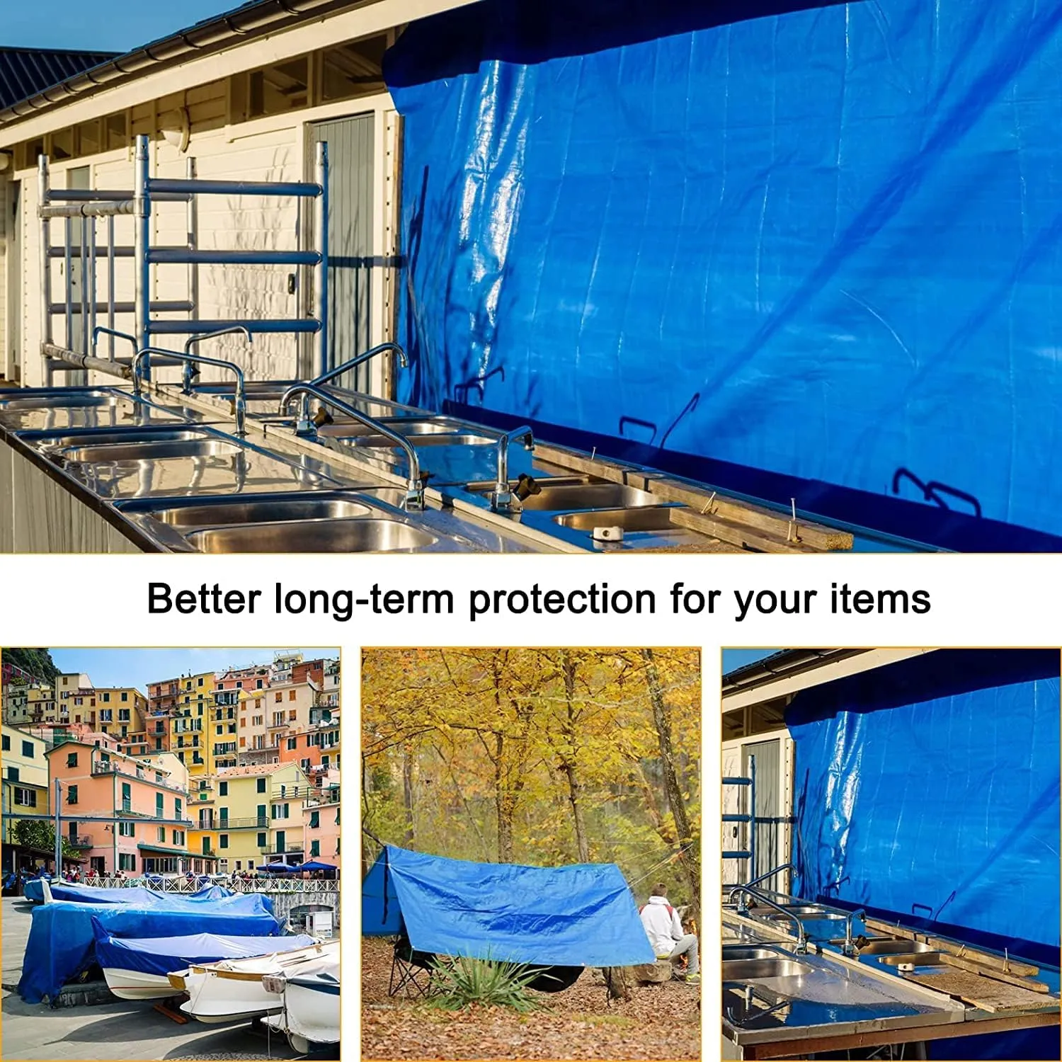 Small Tarp, Tarps Heavy Duty Waterproof 5x7, Waterproof Plastic Poly 16 Mil Thick Tarpaulin with Metal Grommets Every 19.5 Inches - Emergency Rain Shelter, Outdoor Cover, and Camping Use