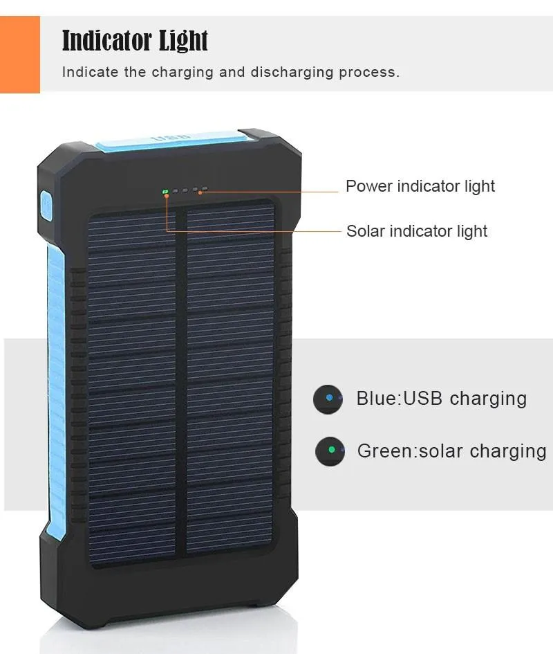 Solar Waterproof Power Bank 30000mAh