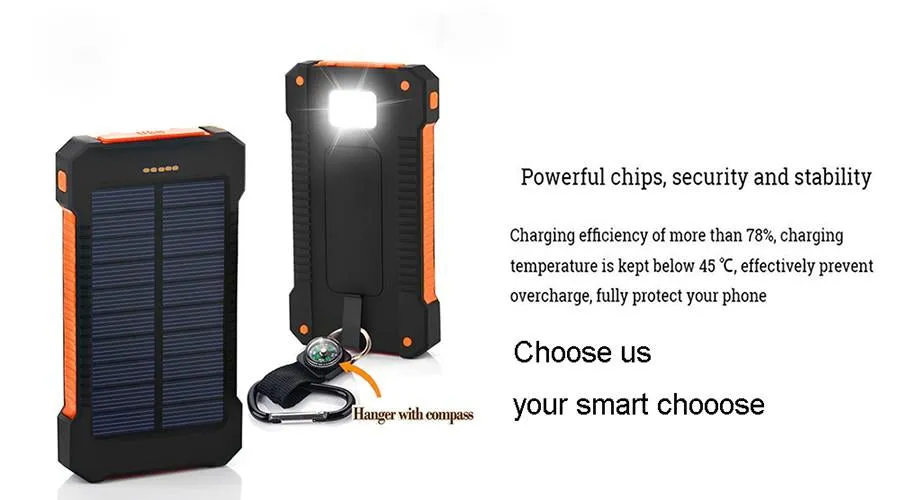 Solar Waterproof Power Bank 30000mAh